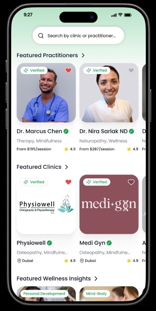 Therapr mobile app — search clinics and practitioners